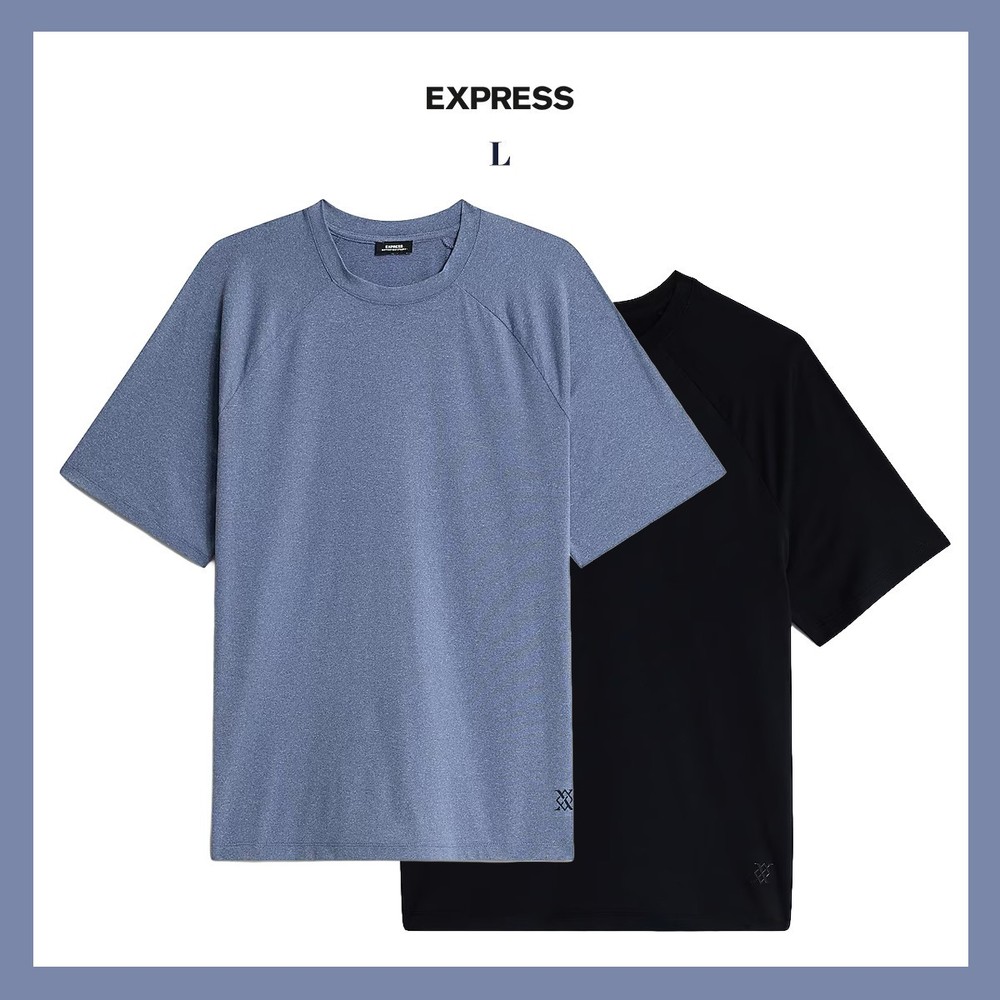 NEW – EXPRESS Men’s 2 Sueded Soft Jersey Crew Neck T-Shirts Blue Black Sz L $88
