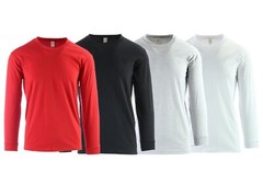 Men’s Long Sleeve Solid T-Shirt Cotton Crewneck Big Tall tee Shirt Heavyweight