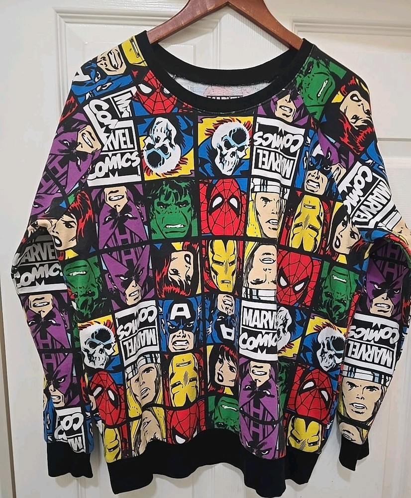 Marvel Comics Colorful Sweatshirt Size XL Chest – 42in & Length 24.5