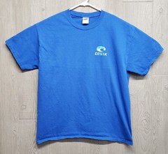 Costa Del Mar Tshirt Mens Large Blue Marlin Fish Salt Ocean Beach Vacation Blue
