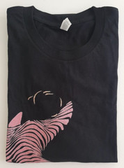 Bella+Canvas Mens Graphic T-Shirt Sz XL Black Stripe Abstract Female Figure Crew
