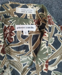 Hawaiian Pierre Cardin Men’s Button up LARGE L Short Sleeve KOREA 932