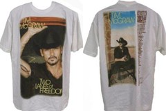 Tim McGraw Mens Sizes S-M-L-XL-2XL 2013 Two Lanes of Freedom Tour Concert Shirt