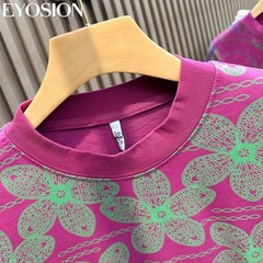 Men’s Pink Floral Print T-Shirt Casual Short Sleeve Cotton Crew Neck Summer Tee