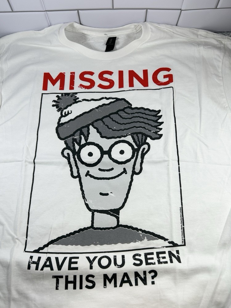 Where’s Waldo Mens White Tee Shirt New XL
