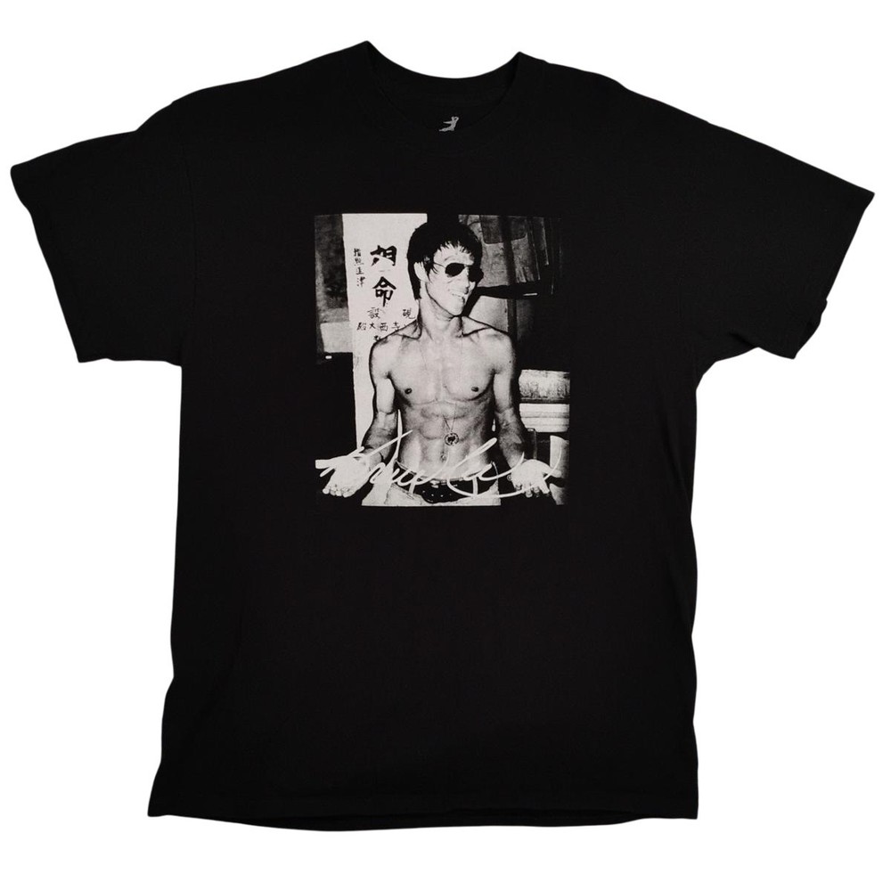 Bruce Lee Shirt Mens Large Black Graphic Photo Print Tee Short Sleeve Crewneck