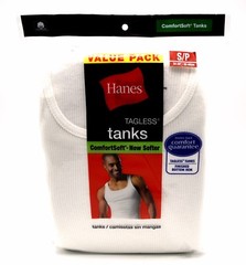 5 Hanes White Tanks Small S 34-36 Inch Tagless ComfortSoft P 85-90 CM