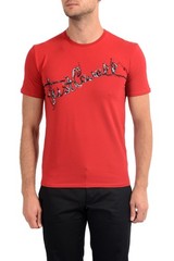 Just Cavalli Men’s Red Graphic Print Crewneck Stretch T-Shirt US 2XL IT 56