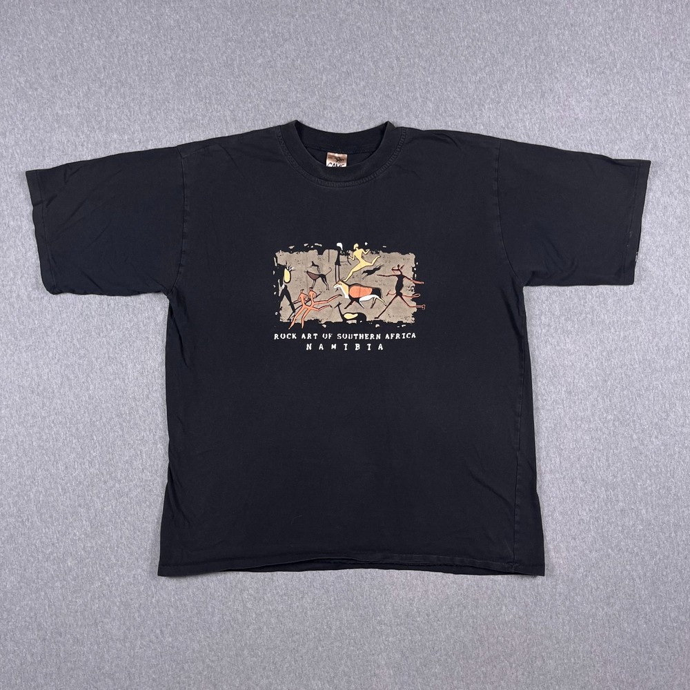 VTG T Shirt Mens XXL Rock Art Southern Africa Namibia Single Stitch Hand Printed