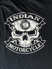 Men’s Black Indian Motorcycles Crew Neck Tshirt Skull Face Circle Logo L