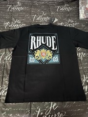 RHUDE Men’s Graphic Logo T-Shirt Black Crew Neck Short Sleeve XL