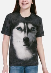 Siberian Husky Face Dogs Wolf T-Shirt Mountain Black Cotton Vincent Hie S-3X