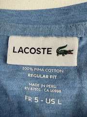 Men’s Lacoste Large Navy Blue Short Sleeve Pima Cotton V-Neck T-Shirt Tight Fit