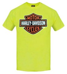 Harley-Davidson Men’s Elongated Bar & Shield Safety Green T-Shirt. 30291737