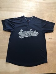 Alleson Jersey Short Sleeve Navy Blue Mens Sz Small (Eagles logo)
