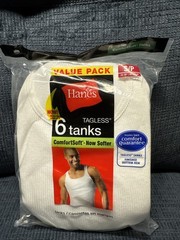 Hanes Freshiq 372AP6 Comfort Soft Men’s Large Tank Tops, White – 6 Pack