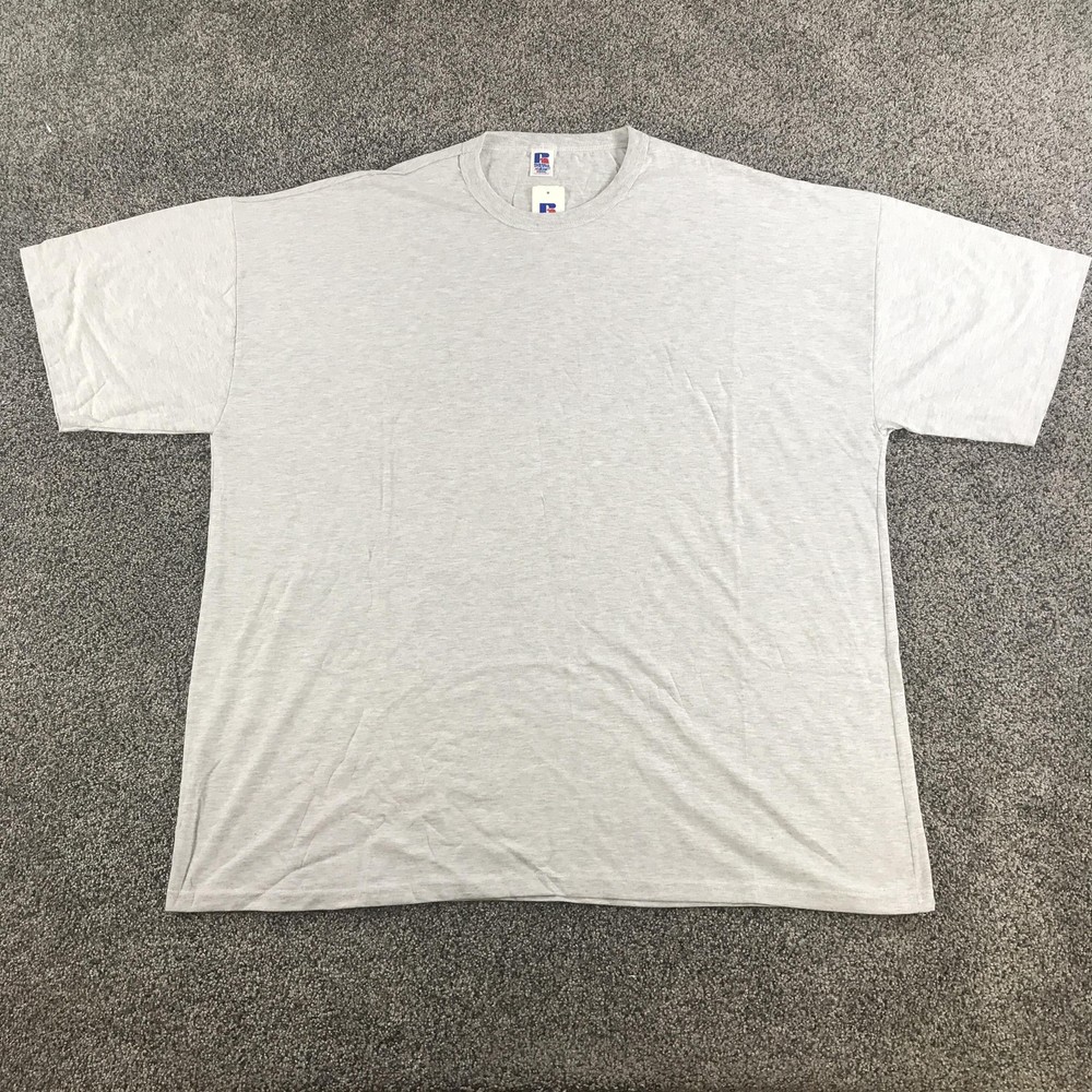 Vintage Russell Athletic Shirt Mens 4XL Heather Gray NuBlend Basic Crew Neck Tee