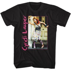Cyndi Lauper T Shirt Licensed PAINTED DRESS AND TIGHTS Pop Music Singer Black