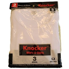 3 Pc Men 100% Cotton A-Shirt Tank Top Ribbed Undershirt White Muscle By Knocker
