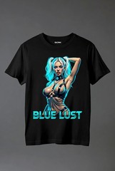 Streetwear Black T-Shirt Blue Lust Sexy Girl Graphic Print Unisex