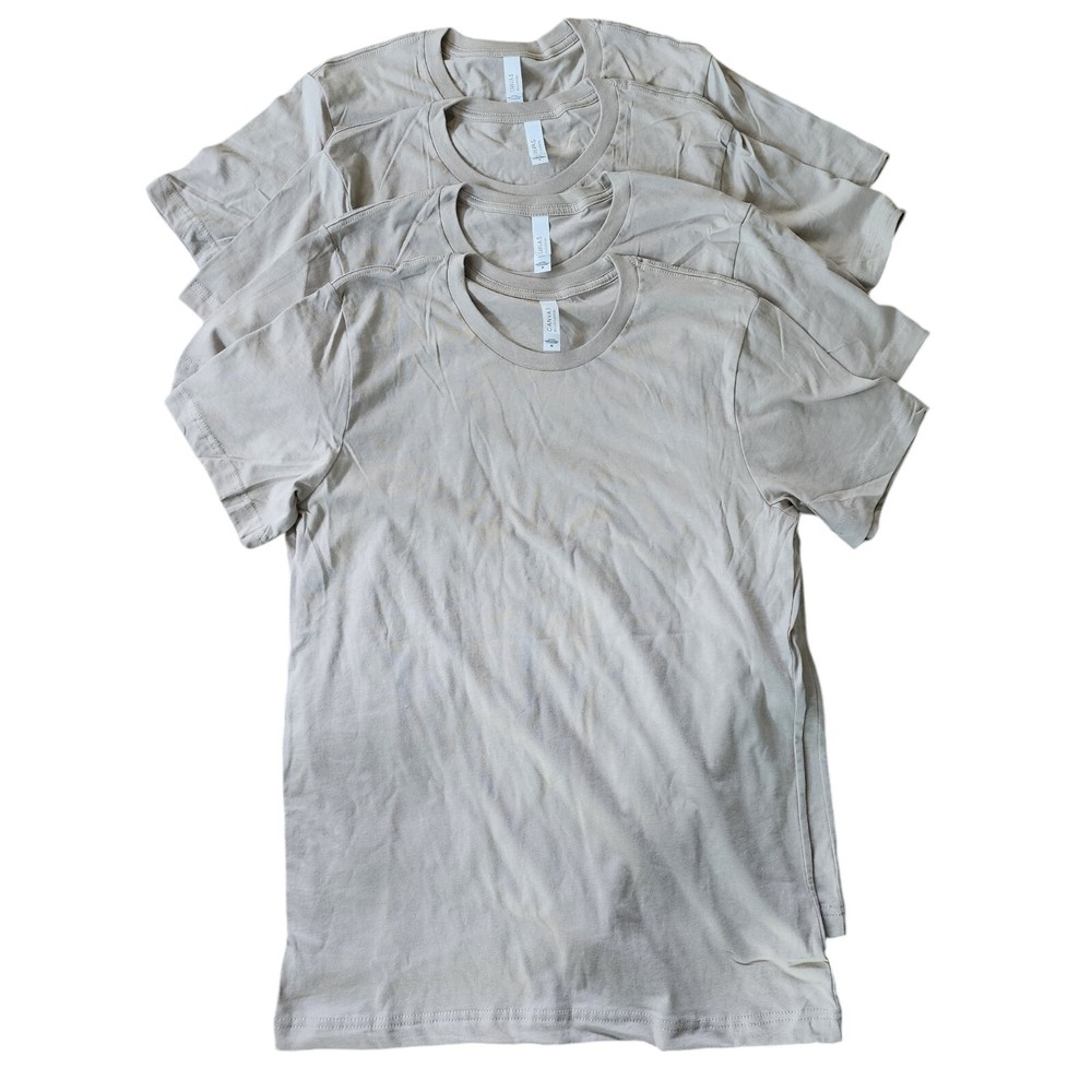 Bella + Canvas Unisex Jersey 100% Cotton Retail Fit T-Shirt 3001 Tan M Lot of 4