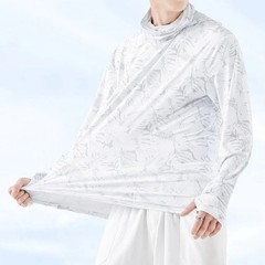 Men Fishing Outdoor Sun Protection T-shirts High Neck Cover Face Hooded Top Tee