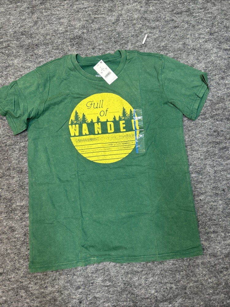 Mighty Fine Men’s Size Large Nature Inspired Green Graphic Short Sleeve Tee Shrt