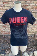 Queen Adam Lambert Shirt Small Unisex? Black Short Sleeve Concert Red Foil EUC