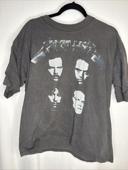 Vintage Metallica Shirt Mens XL Black 90s 1991 Tour Back Hit Album Faces Band
