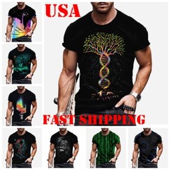 Men T-Shirt Cool Graphic Print Fitness Short Sleeve Black T Shirt Ultra Soft Tee