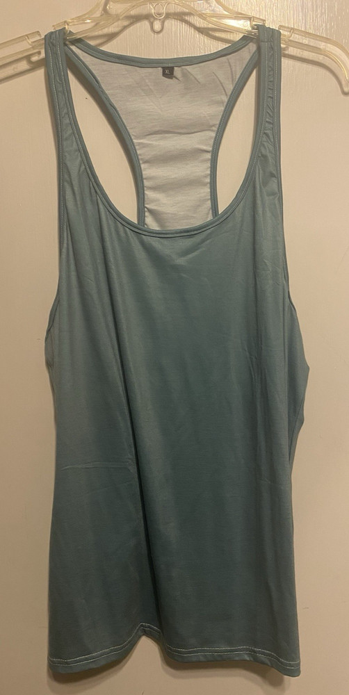 Men’ Tank Top Racerback Bodybuilding Fitness Unbranded Size XL Blue Silky NWOT