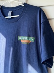 Woody’s Draught Beer Hawaii Woman Bartender Blue Shirt – Size L