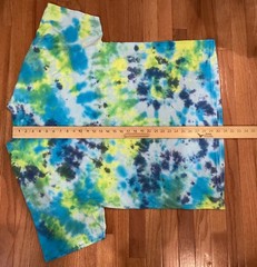 Gildan Heavy Cotton Tye Dye T Shirt Size 2XL Teal Blue Yellow Green Distressed