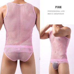 Men Lingerie Tank Top Mesh See Through Fishnet Vest T-Shirt Sleeveless Sport Top