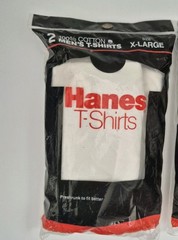 Lot Of 2 New 1987 2-Packs White Hanes Men’s Crewneck T-Shirts Extra Large Cotton