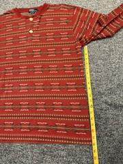 VTG Polo Ralph Lauren Aztec Henley 100% Cotton Made In USA Mens Size Large
