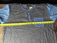 Brooklyn Cloth Men’s Henley T-Shirt XL Gray Blue Pocket Short Sleeve NWT