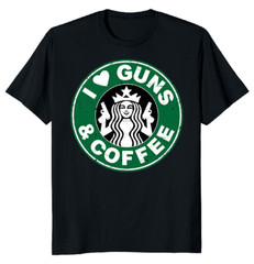 NEW LIMITED I Love Guns and Coffee Funny Classic Novelty Tee M-3XL Fast Shipping