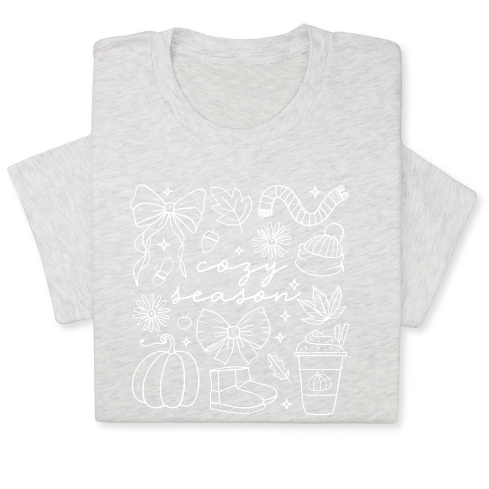 Cozy Season Fall Doodle T-Shirt, Pumpkin Coffee Autumn Graphic Tee