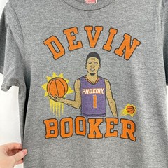 Homage Devin Booker Phoenix Suns T-shirt Mens S Gray Orange Basketball NBA Fan