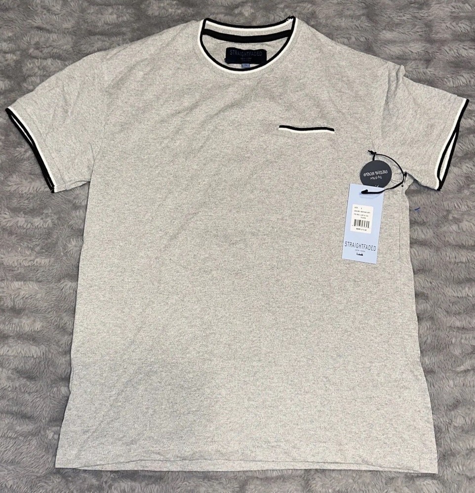 Straight Faded Young Men’s Pocket T-Shirt Small MSRP $72 Gray Grey