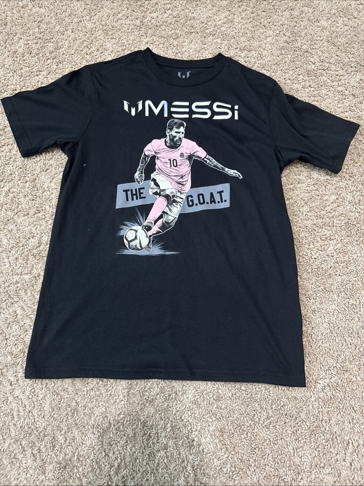 Messi Collection Black Short Sleeve Shirt Size L (14-16) New with Tags