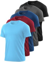 5 Pack Men Mesh Workout Shirts Dry Fit Quick Dry Athletic Tee