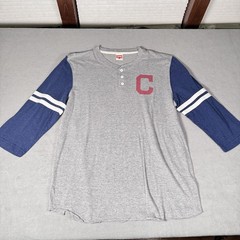 Homage Shirt Mens Large Gray Blue 3/4 Sleeve Henley C Raglan Baseball Tee