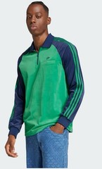 Sz XL Men’s Adidas Originals 70’s Velour Polo T Shirt Green Night/Indigo Retro