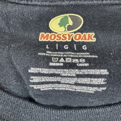 Mossy Oak Men’s Black Outdoor Retro Hunting Graphic Tee Shirt Size Large Logo
