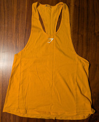 MEN’S STRINGER TANK TOP Gymshark Gold Racerback Bodybuilding Gym Drop Arm MEDIUM