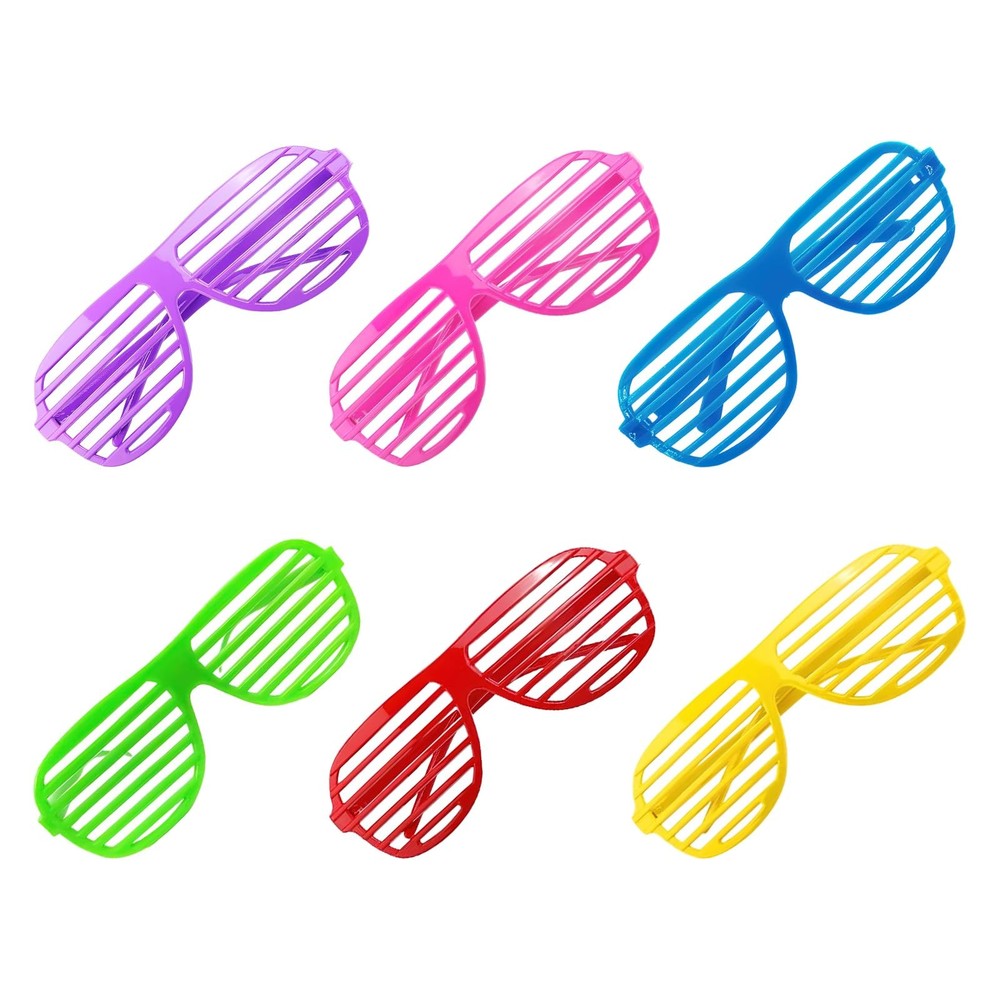 Shutter Glasses Neon Color Shades Sunglasses Set Novelty 80s 90s Funny 6-Colo…