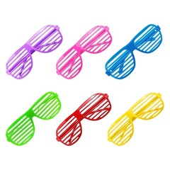 Shutter Glasses Neon Color Shades Sunglasses Set Novelty 80s 90s Funny 6-Colo…
