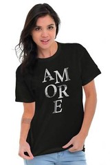 Amore Love Couple French Designer Graphic Womens Ladies Short Sleeve T Shirt